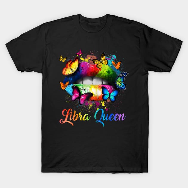 Libra Queens Lips Hippie Birthday T-Shirt by IainDodes
